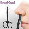 Unisex Stainless Steel Black Round Head Safe Nose Hair Scissors (Do Not Hurt Nose)