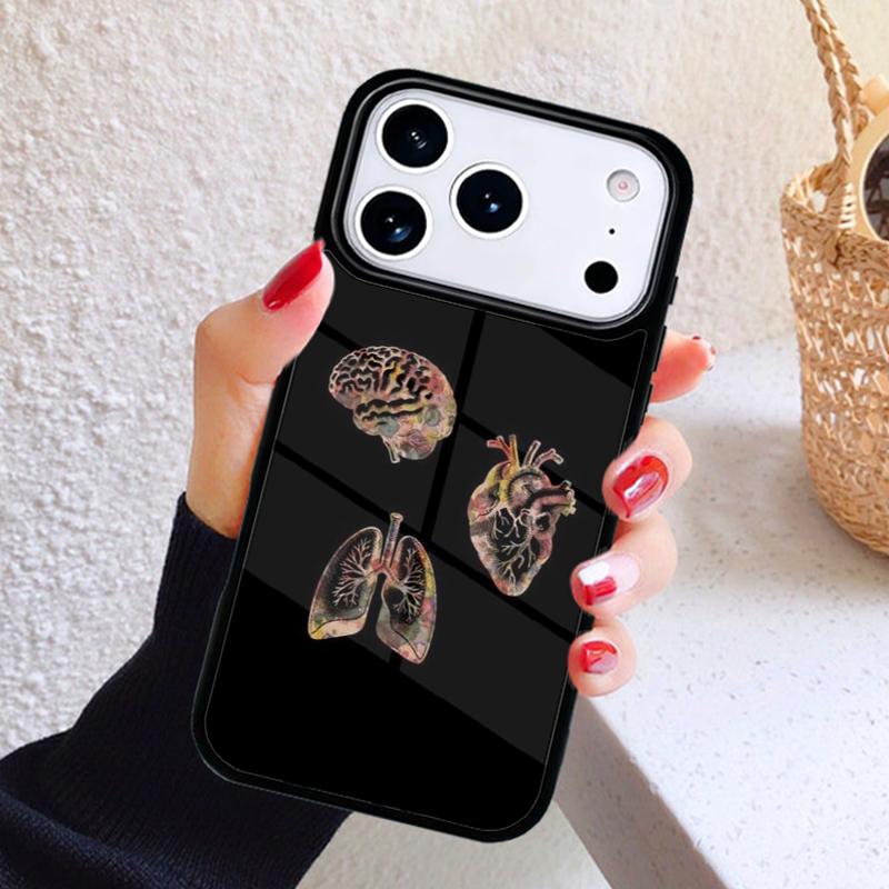 Чехол для телефона 'Человеческое сердце Мозг Легкие' для iPhone 17 Air 16 15 14 13 12 11 Pro Max Plus