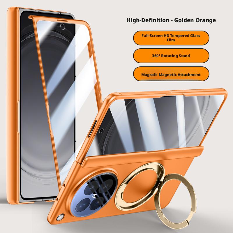 Чехол для Oppo Find N6, приятный для кожи, матовый, с магнитным креплением, вращающимся на 360° кронштейном, складным шарниром, с защитной пленкой для объектива, жесткий чехол