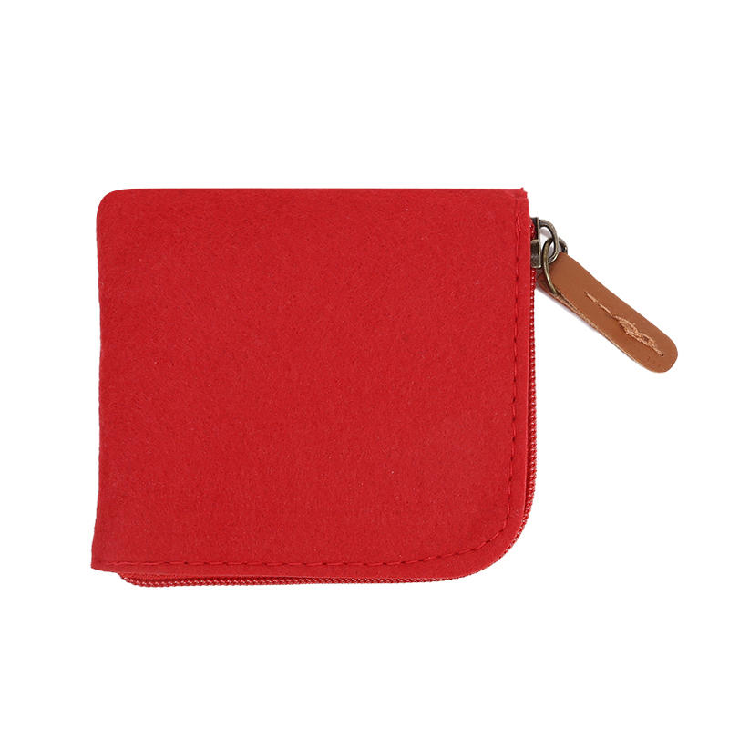 1PC Compact Women Men Short Card Holder Wallet Felt Change Pouch Portable Zipper Coin Purse