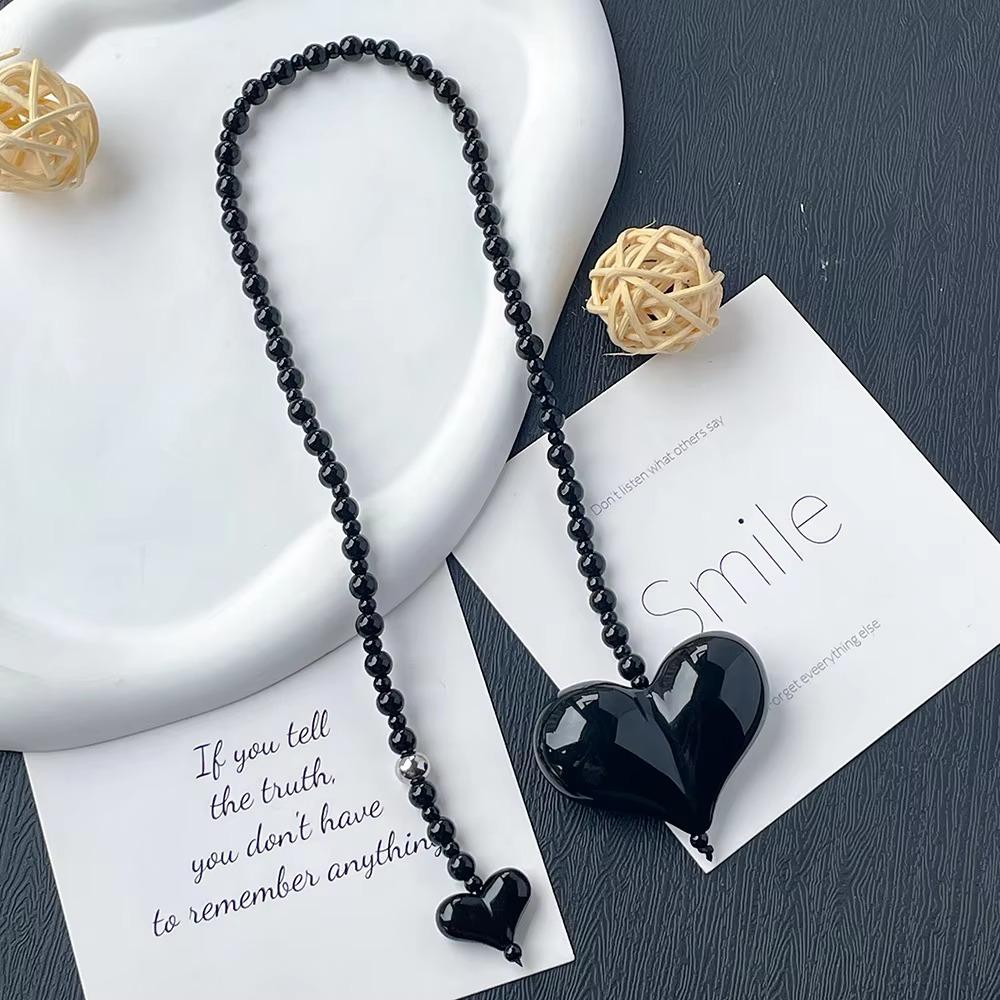 Yellow Duck Double Love Bag Pendant Y2K Charm Beads Keyring Big Size Heart Keychain Woman Lady