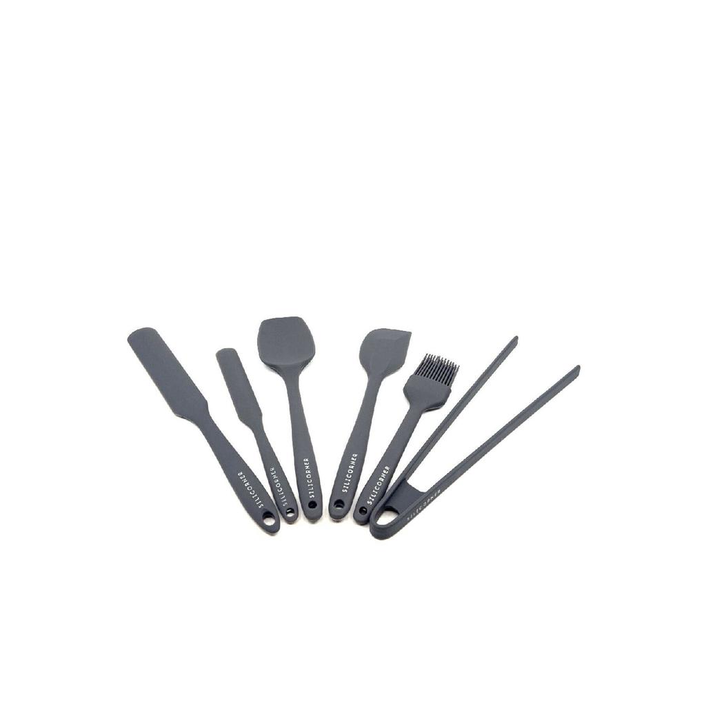 6 Piece Silicone Cooking Kitchen Set Cake Spatula Spoon Egg Brush Tongs Spatula