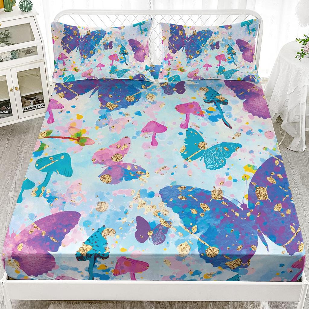 Красивый матрас с узором бабочек, трехпредметный комплект постельного белья с цифровой печатью, для взрослых и детей