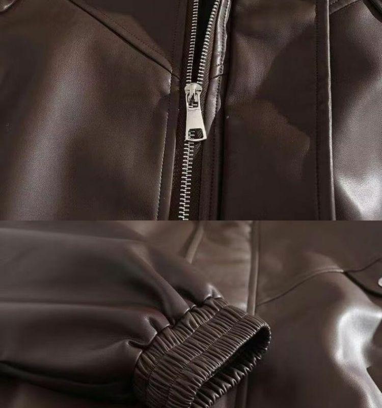 Men's High-End Retro PU Leather Motorcycle Jacket - Stand Collar, Spring/Autumn Fashion, PUNK Style.