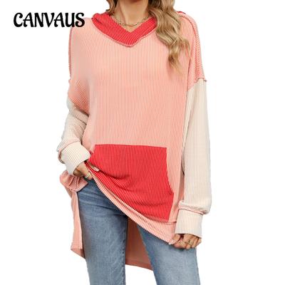 Женская свободная толстовка с капюшоном и карманом Collision Pocket с длинным рукавом, размер плюс, осень-зима