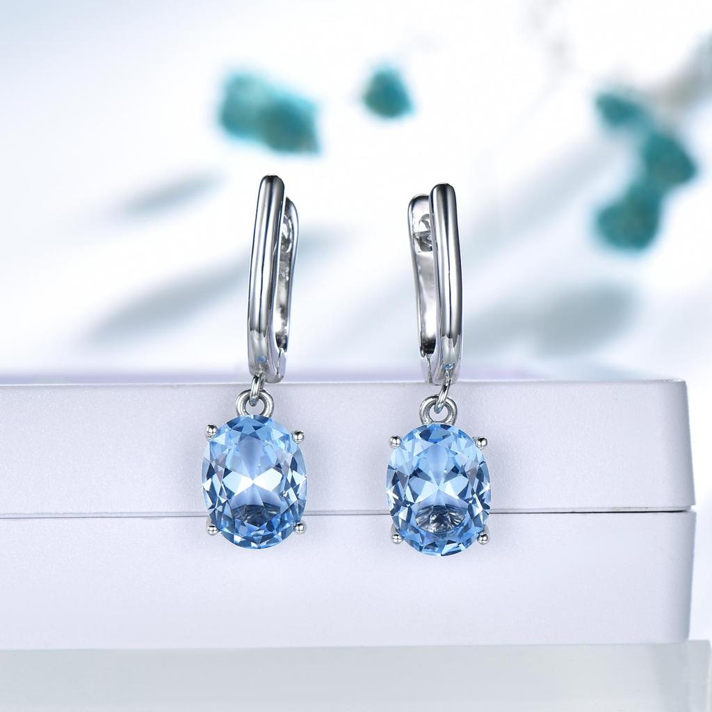 Овальные зеленые небесно-голубые кубические циркониевые серьги-подвески из серебра 925 пробы серьги-подвески для женщин