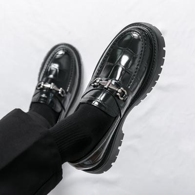 Модные новые ретро-лоферы на платформе, роскошные мужские свадебные туфли на толстой подошве, черные деловые туфли, повседневные кожаные туфли без застежек