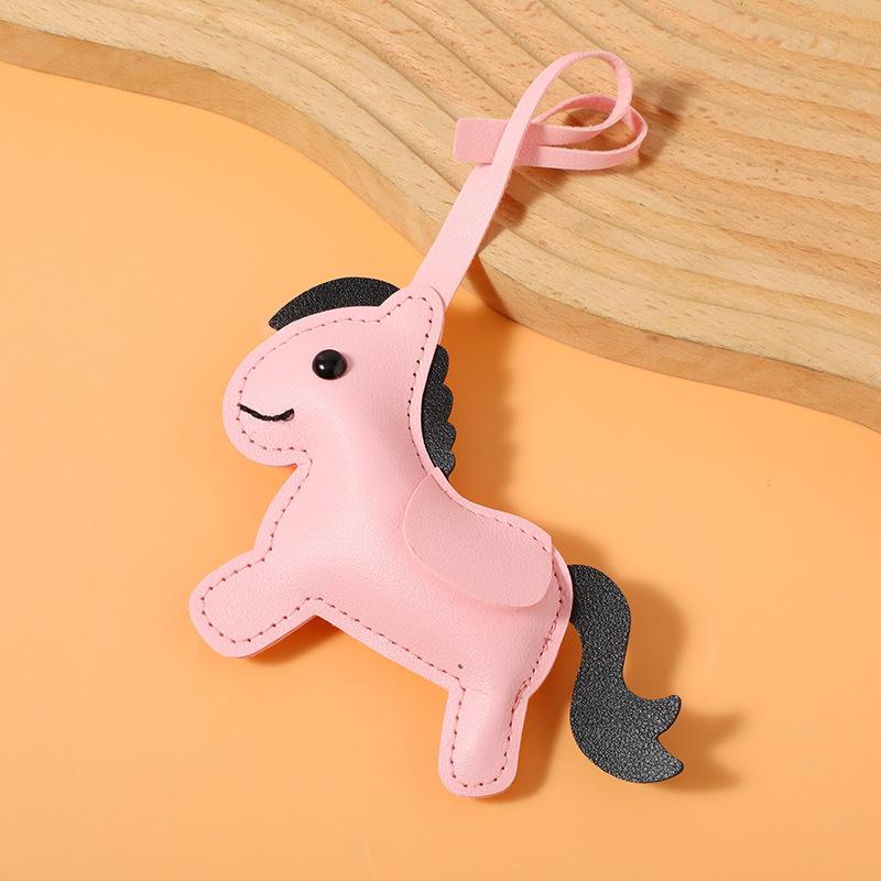 Women'S Bag Pony Keychain Pendant High Quality Pu Leather Horse Ornament Handmade Stitching Charm Fashion Accessories Gift