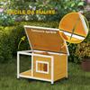 Outdoor Dog Kennel in Fir Wood with Covered Veranda and Tilting Roof, 85.5x62x60 cm, Multicolored