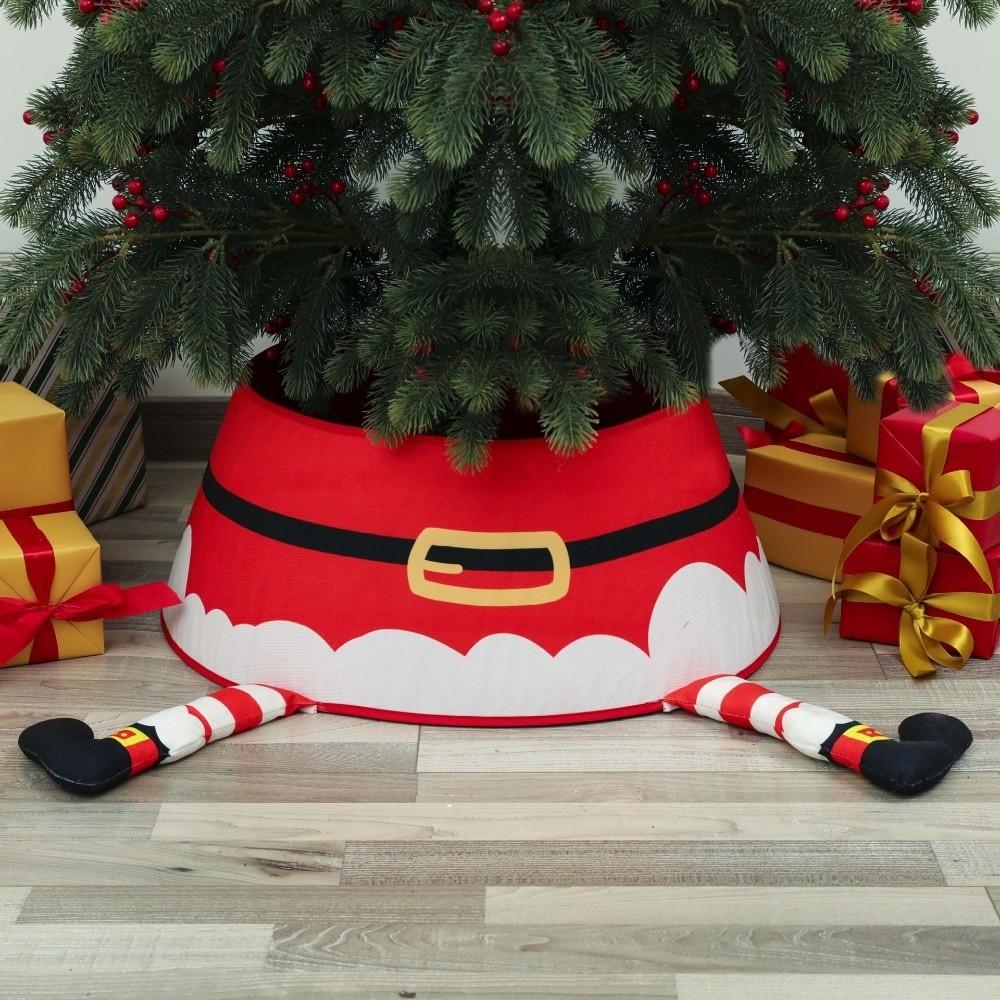 Santa Claus Christmas Tree Skirts Snowflakes Xmas Tree Collar Christmas Tree Bottom Cover Office