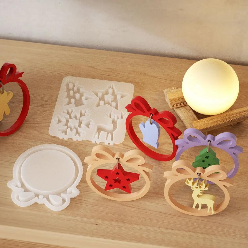 Сделай сам Силиконовая форма Кристальная эпоксидная смола Легко моющаяся Высокотемпературная Рождественская елка Лось Снежинка Подвеска Декор Рождественский декор Эпоксидные формы