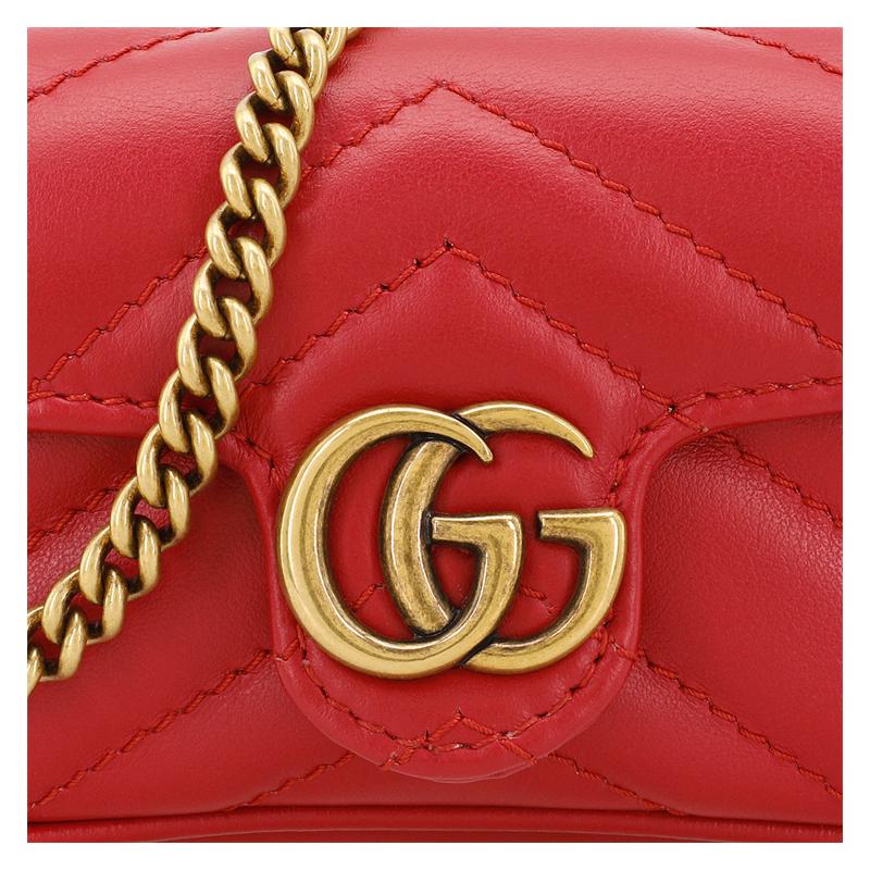 Gucci GG Marmont Marmont потертая золотая цепочка стеганая кожаная сумка-клатч кошелек для монет супер мини женская красная