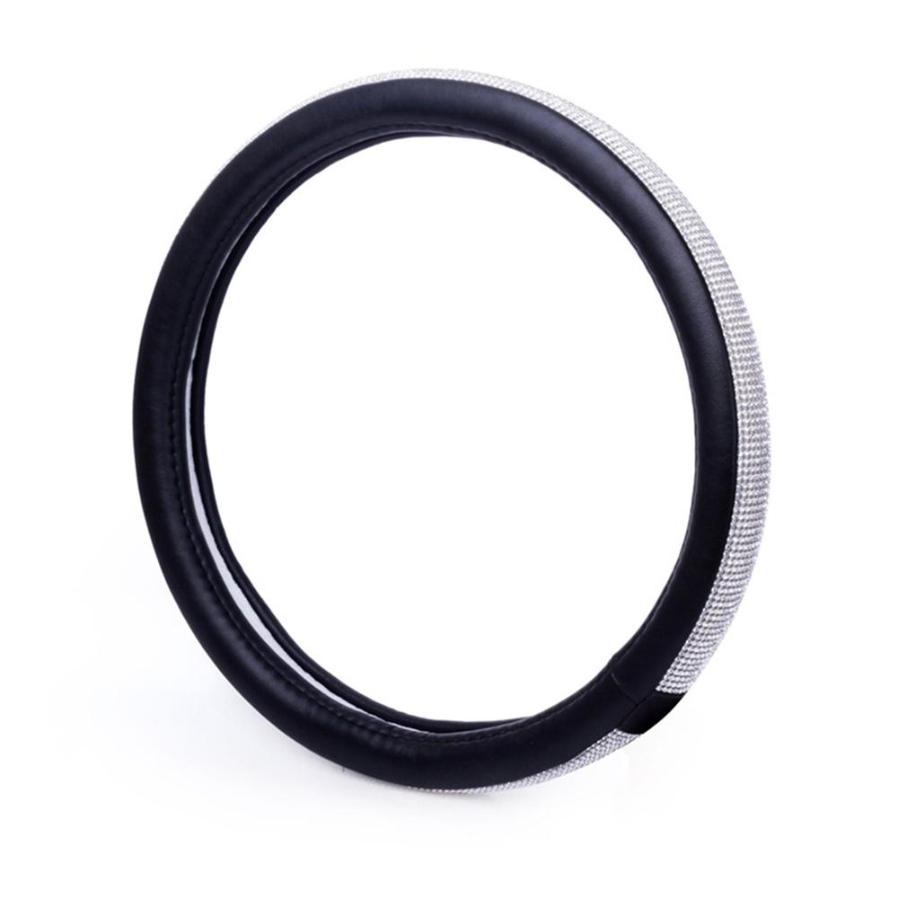 Черный 15'' 38см PU Кожа Кристалл Чехол на руль автомобиля со стразами