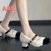 Fashion 2024 Autumn New Square Toe Fashion Women's Pumps Plush Warm Winter Square Heels Casual and Versatile Mary Jane Shoes Zapatos