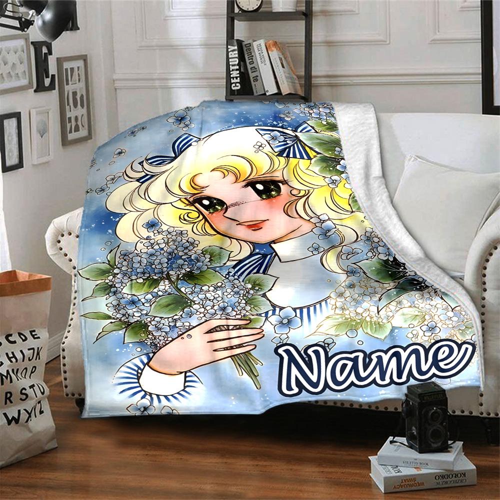 Customizable Candy Candy Throw Blanket – Personalized Name, All-Season Cozy Snug Blanket, Machine Washable, Personalized Blanket