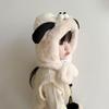 Dog Ears Cute Hooded Scarf Creative Plush Integrated Hat Hat Scarf Set  Winter