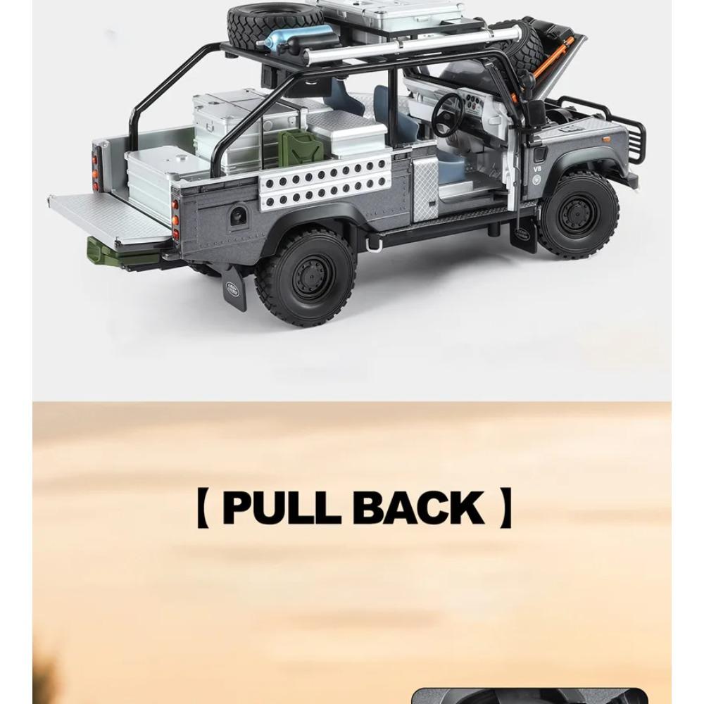 1/24 Land Range Rover Defender 110 Tomb LE Сплав Пикап Модель автомобиля Литые под давлением Внедорожники Модель автомобиля Звук Свет Детская игрушка Подарок