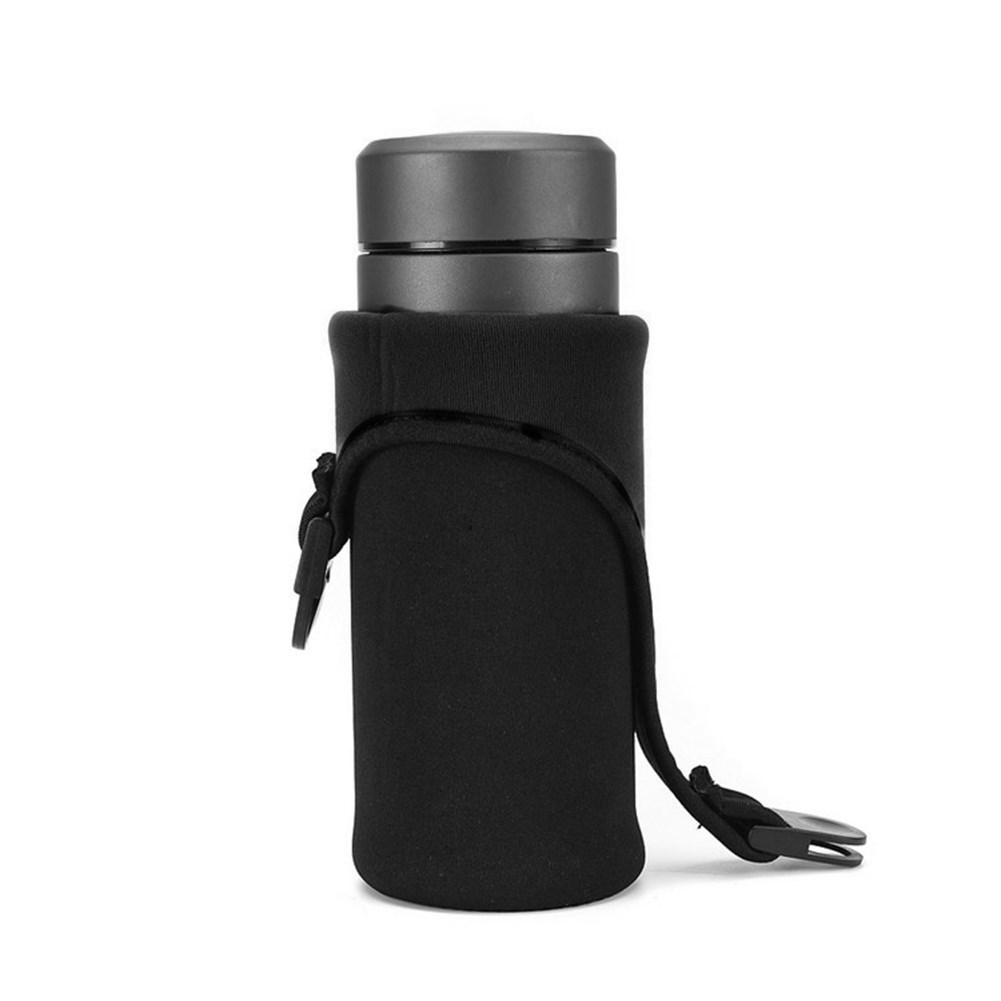 500mL Water Bottle Sleeve Cover Insulated Waterproof Neoprene Bottle Holder Carrier with Buckle Handle Black