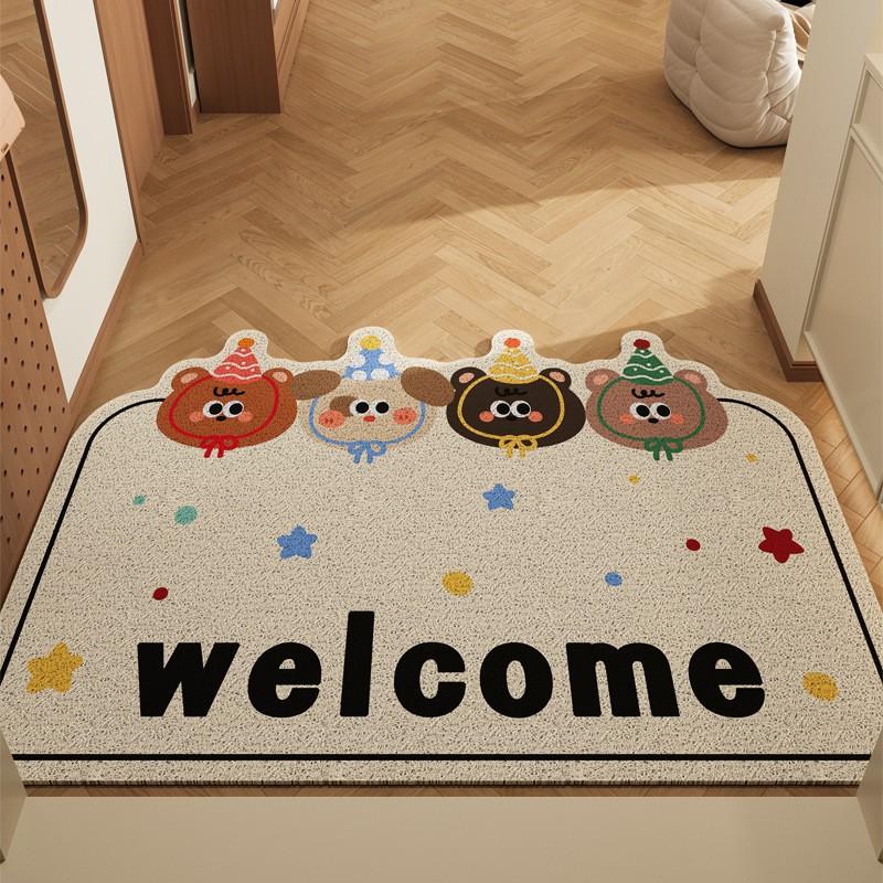 Cartoon Entry Doormat Non-slip Home Entrance Washable Cuttable PVC Coil Mat