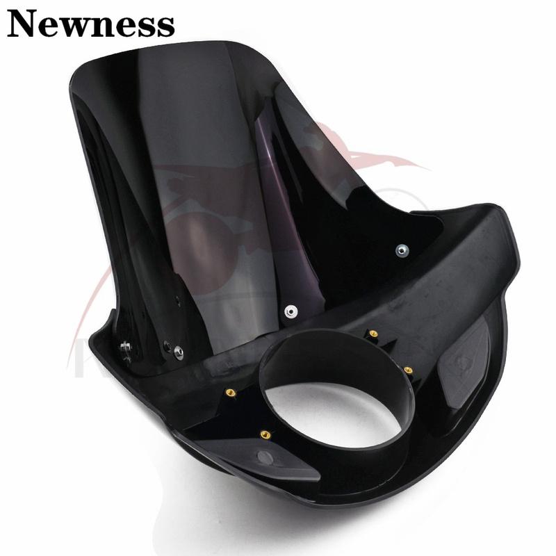 Gloss Black Motorcycle Headlight Fairing Mask 5 3/4" Headlamp Windshield Cover For Harley Sportster Iron Dyna FX XL 883 1200