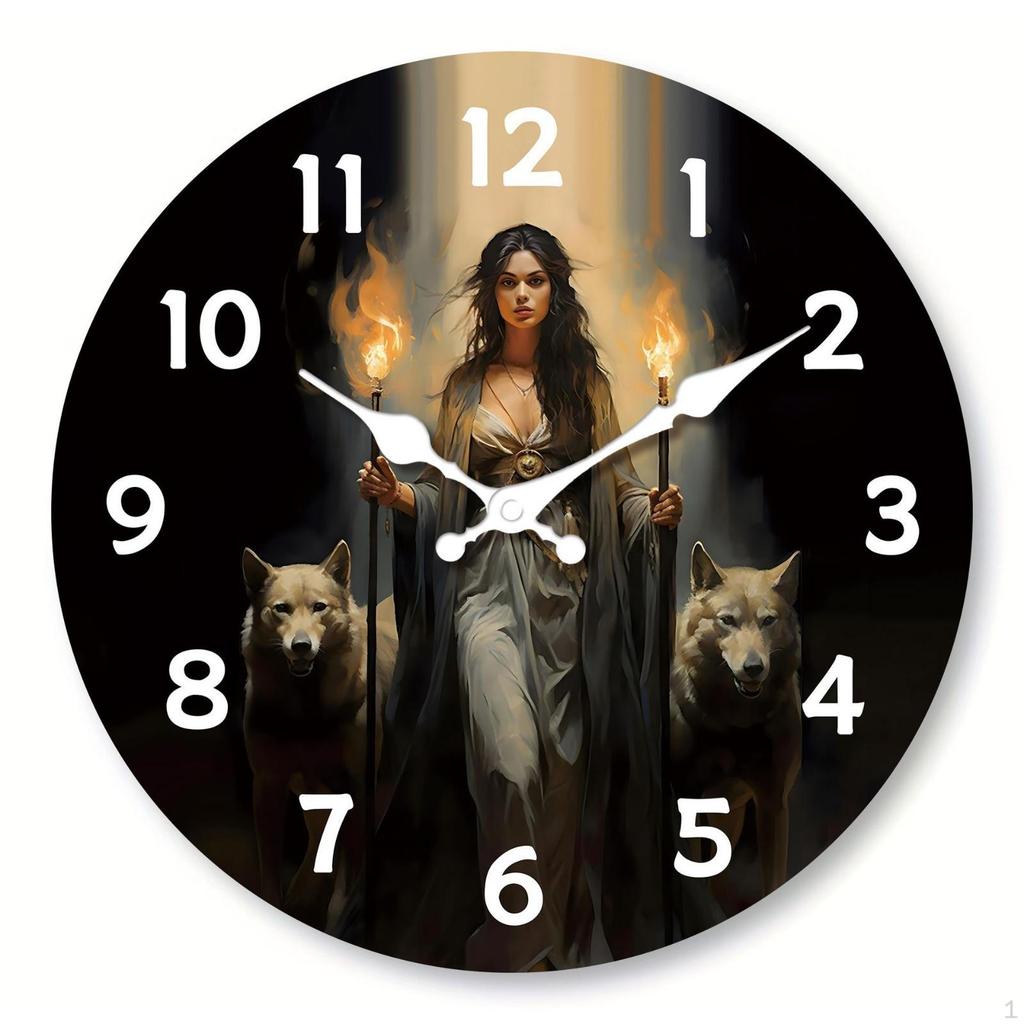 Wood Grain Wall Clock Decorative Vintage Powered Home Decor Floral