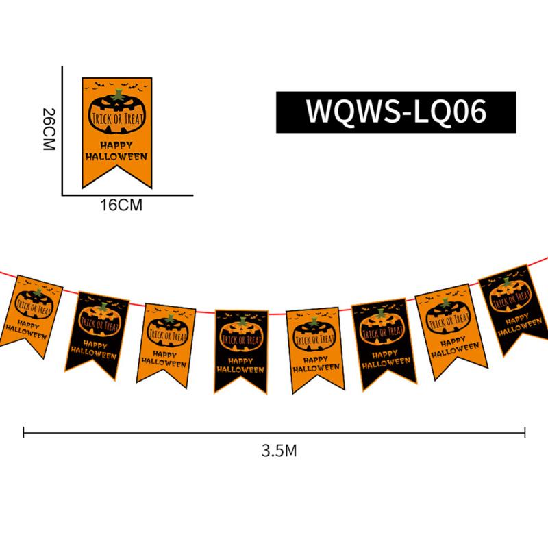 Счастливый Хэллоуин Бумажный Баннер Тыква Летучая Мышь Ведьма Паук Череп Письмо Висячие Украшения Для Хэллоуина