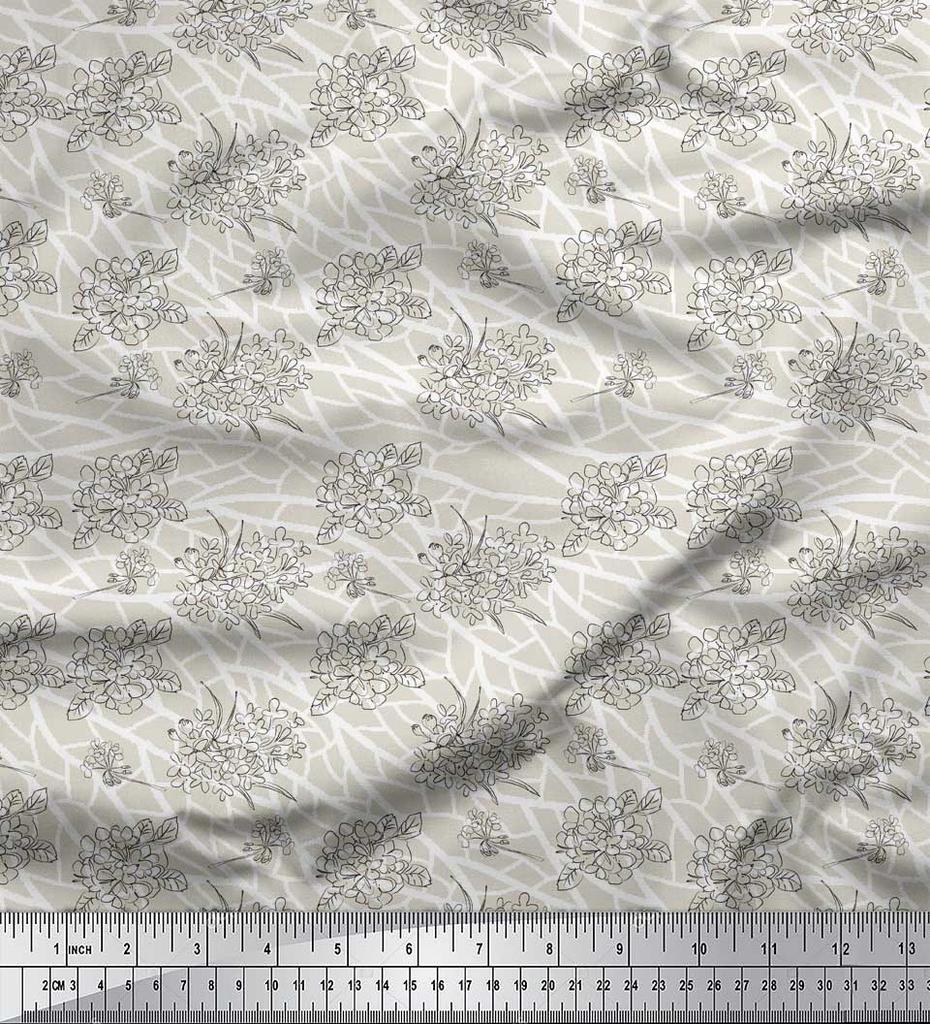 Soimoi Синяя полиэстеровая креповая ткань, черная ткань с цветочным принтом, на метр 42 дюйма