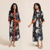 Satin Printed Robe Women Plus Size Lightweight Long Sleepwear Home