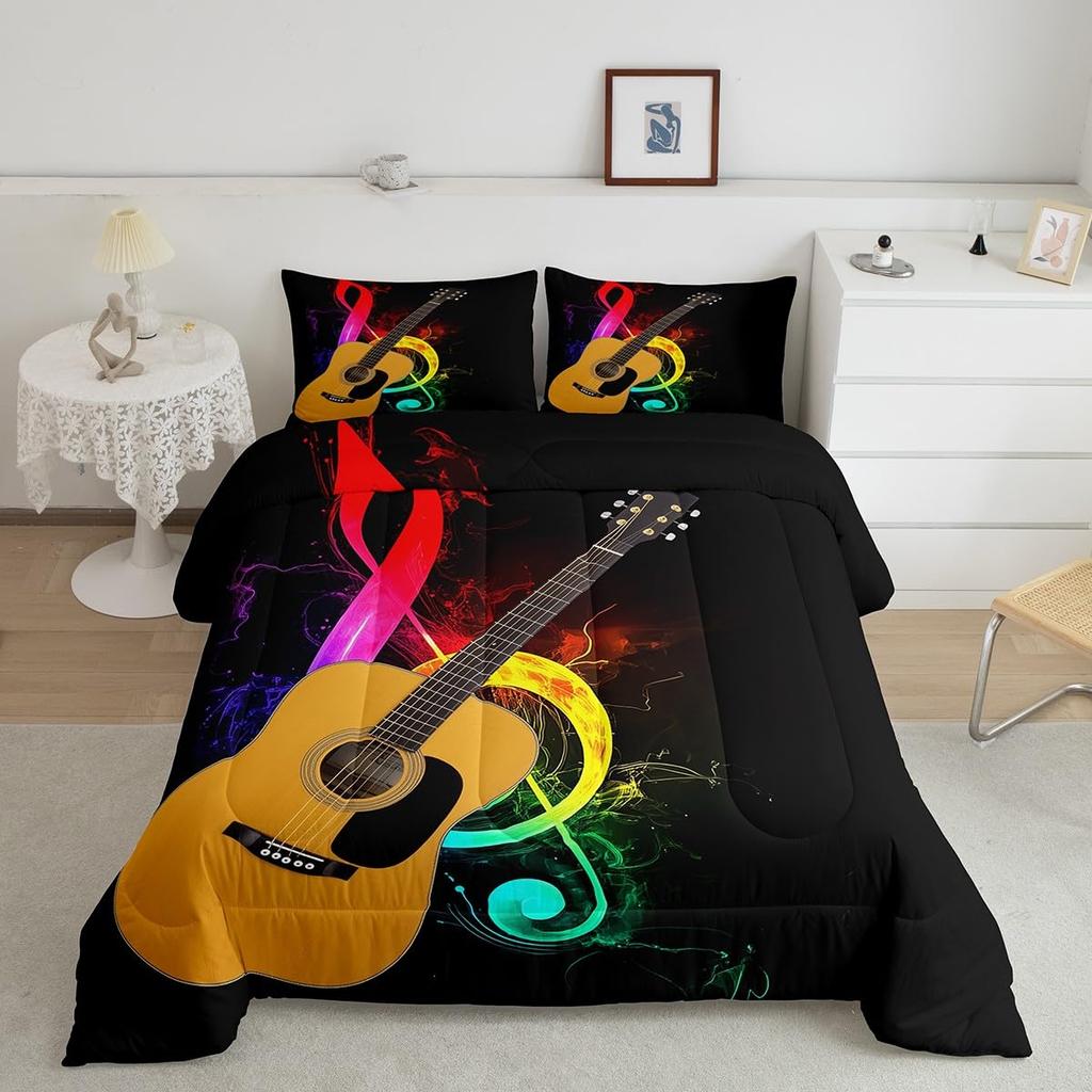 Erosebridal Rainbow Comforter Set Cartoon Rainbow Bedding Set Twin Size for Kids Girls Boys Nursery Toddler Hand Drawn Iridescent Print Comf