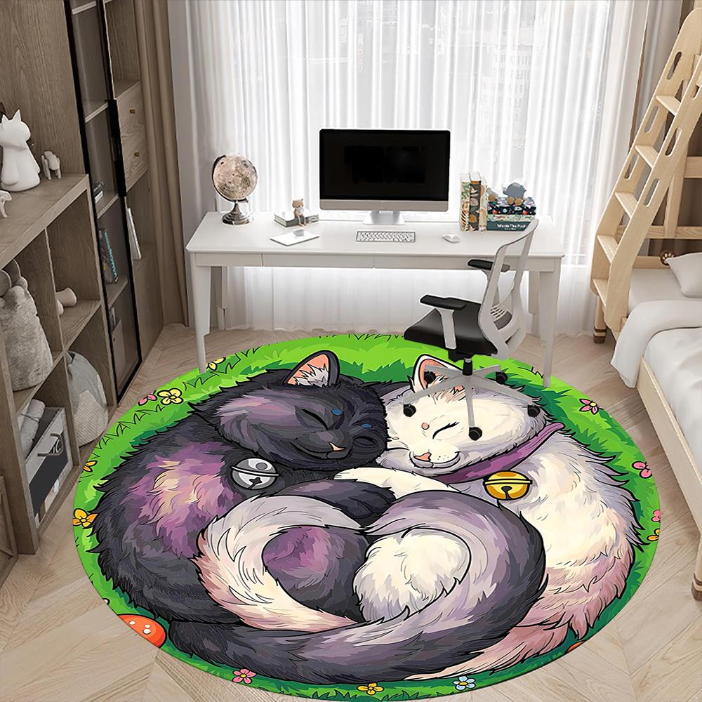 1 шт. Круглый ковер Harmony Cats для офиса, под офисные стулья, в спальню, гостиную, домашний декор, декор комнаты