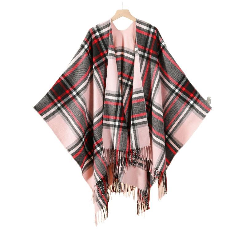 New Scottish Color Plaid Scarf Shawl Cape Nordic Fashion Classic Outer Shawl Cape New
