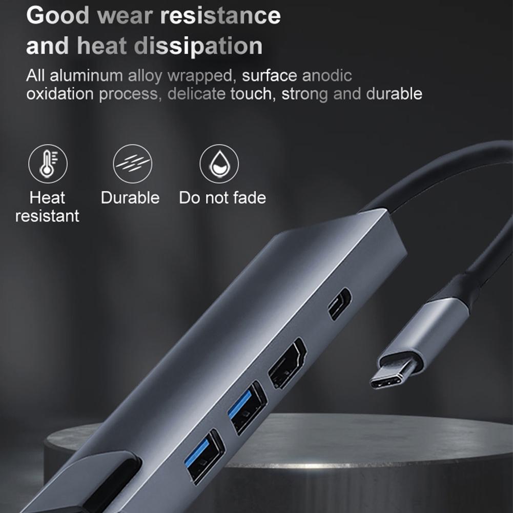 Type-c Hub USB-C To HDMI USB3.0 LAN Ethernet Docking Station Multi-Function USB C Hub Adapter PD Fast Charging For Macbook