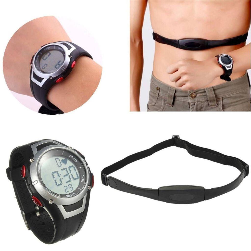 Спортивные цифровые часы с пульсометром и беспроводным нагрудным ремнем, водонепроницаемые