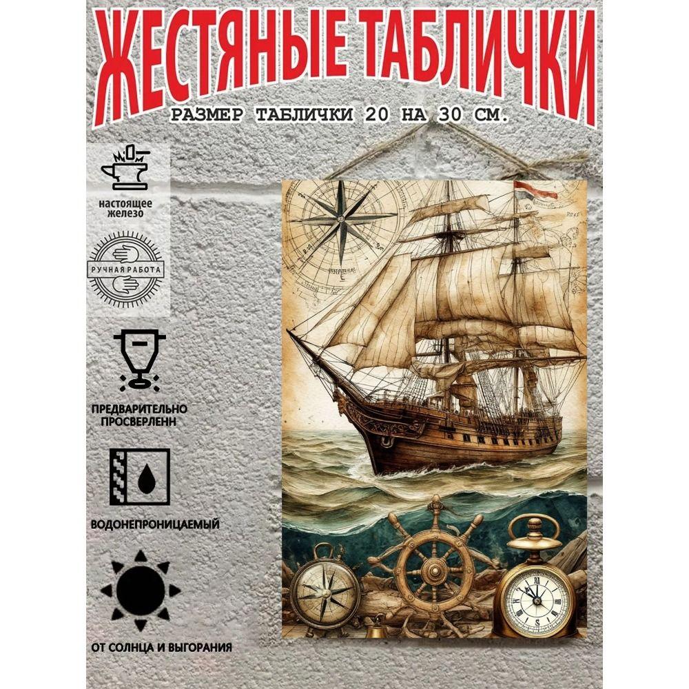 Винтажный металлический настенный плакат с пиратской и морской тематикой, 20x30 см, Декор для дома