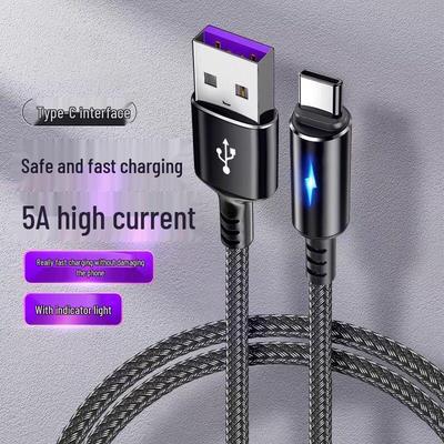 Светящийся кабель USB-C Lightning для быстрой зарядки 5А для устройств Apple и Android