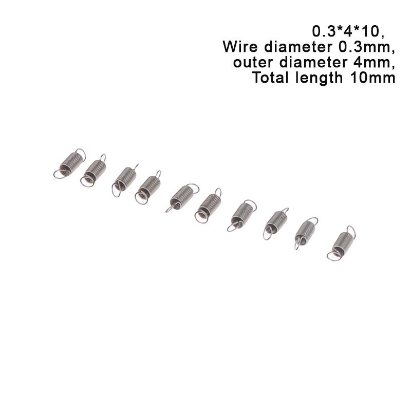 10 шт./лот, пружина растяжения 0,3 мм, удлинительная пружина из нержавеющей стали 304, наружный диаметр 3 мм-4 мм