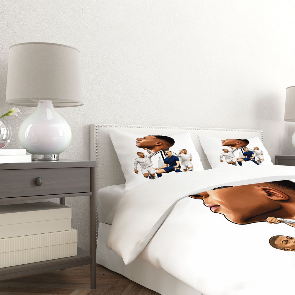 Soccer Player Cartoon Duvet Cover Set Digital Print Bedding Set Celebratory Sports Comic Style Cover for Teen Bedroom