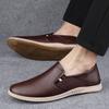 Классические мужские кожаные повседневные туфли с мягкой подошвой, удобные низкие лоферы, коричневые мужские туфли для вождения на открытом воздухе с массажной подошвой