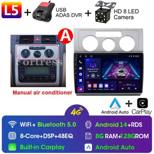 10-дюймовый GPS-навигатор Android Auto для Volkswagen Touran 1 2003 - 2010 Автомобильный радиоприемник Видео Мультимедийный проигрыватель 4G BT Wireless CarPlay