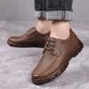 Модная обувь на толстой платформе, на шнуровке, мужская повседневная обувь, оксфорды с круглым носком, слипоны, классическая оригинальная новинка 2025 года, тренд, обычная кожаная обувь для мужчин