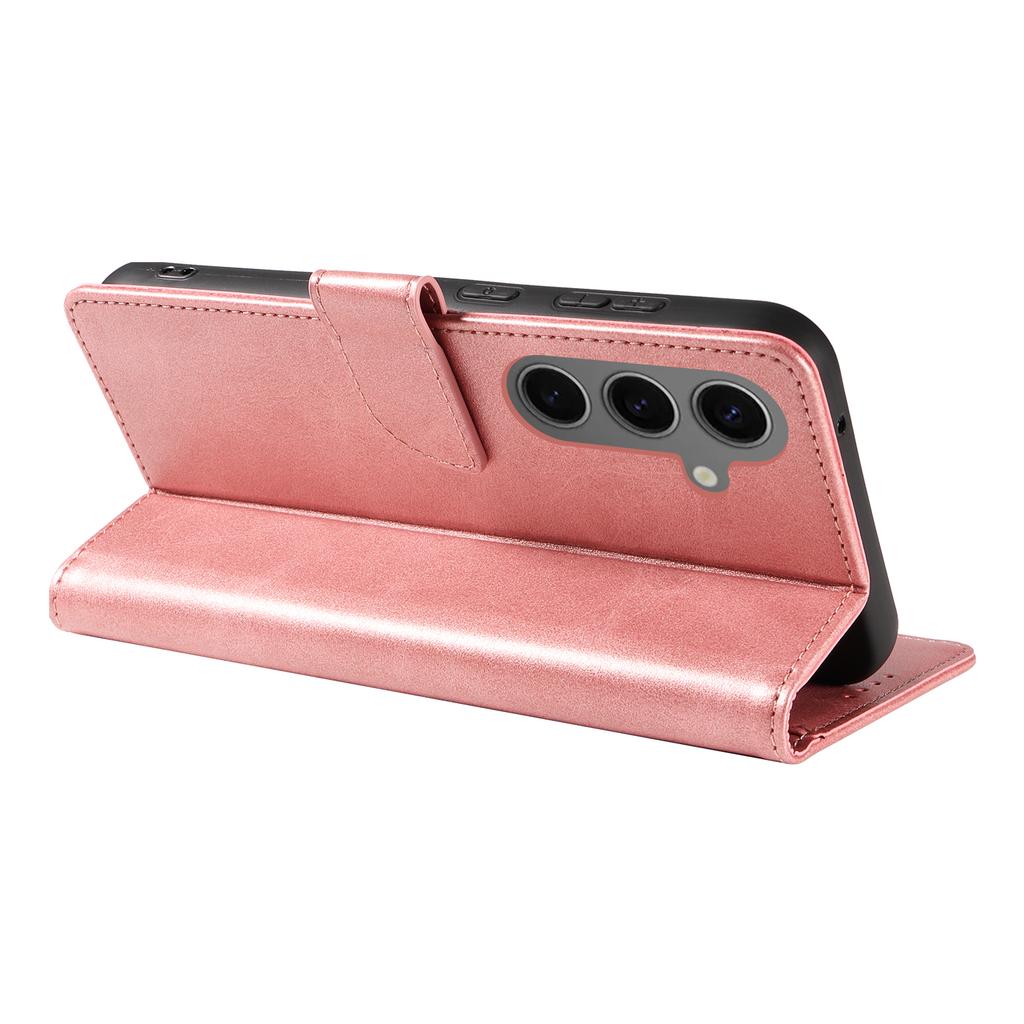 For Samsung Galaxy S24+ Case with 2Pcs Tempered Glass WANLONFENG WN Series Calf Texture Leather Phone Cover Big Cutouts