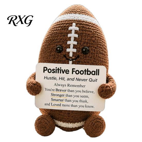 Pocket Sized Inspirational Gift for Athletes Knitted Positive Sports Ball Plush, Emotional Support Doll with Personalized Keepsake Softball