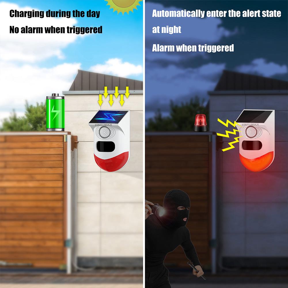 2в1 WiFi Tuya Smart Remote Control Outdoor Charger Security Sound Alarm Detector Sensor Farm Garden Solar Infrared Siren Solar