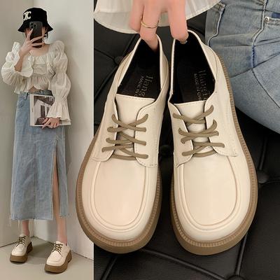 Мода Мода Лоферы на платформе Женская обувь Весна Нескользящие Маленькие кожаные туфли для женщин Классический круглый носок Белая женская повседневная обувь
