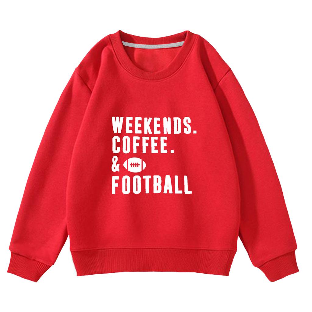 WEEKENDS.COFFEE. & FOOTBALL printed sweater autumn and winter men's and women's casual crew neck jumper