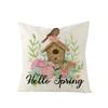 Spring Floral Throw Pillow Cover Polyester Printed Sofa Cushion Cover Blue Truck Bedroom Cushion Cover