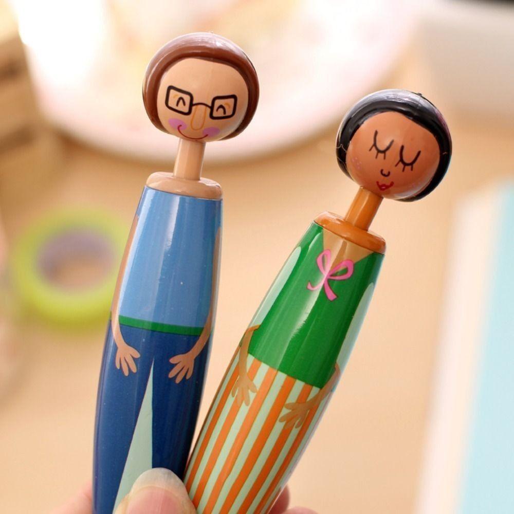 5Pcs/bag Plastic Ballpoint Pen Cartoon Doll Pen Cute Neutral Pen