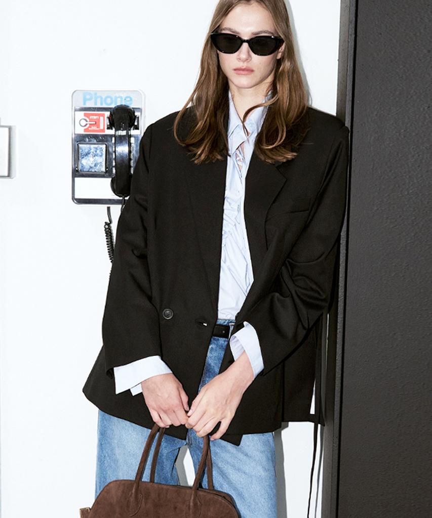 Sigreat Oversized Double Blazer_Black