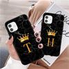 Чехол для телефона с буквами от A до Z для Iphone 13 Pro Max 11 12 Mini X XR XS Max 12 Pro 8 7 Plus SE 2020, черный чехол с мраморным узором