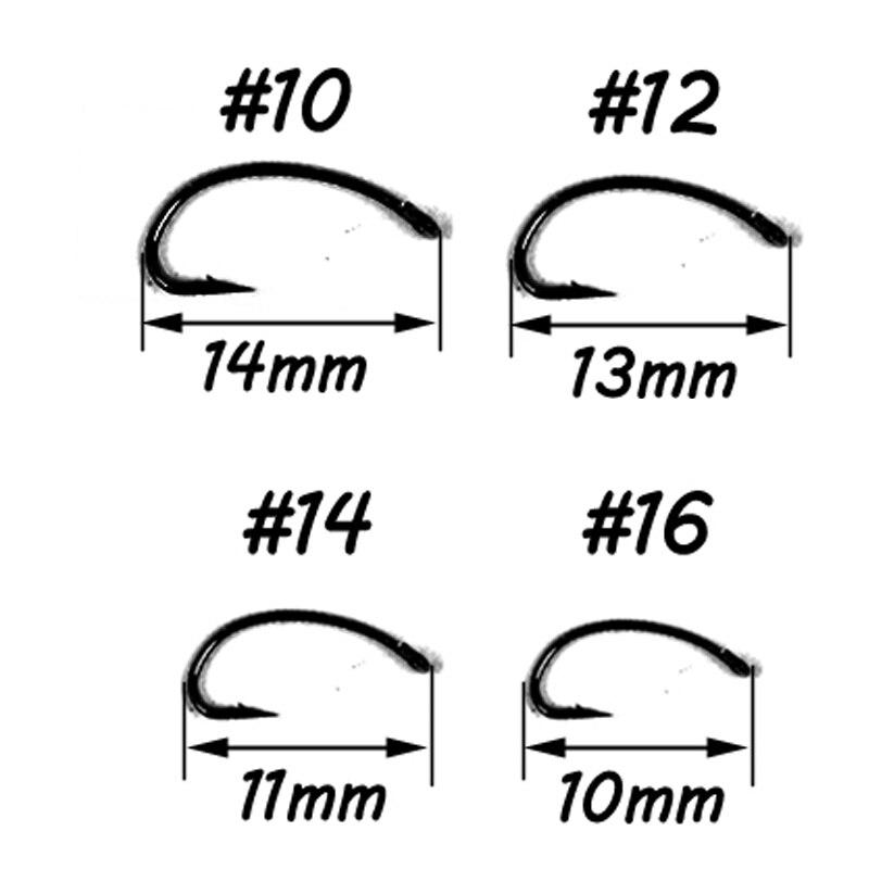 50pcs Gold Color Fly Tying Scud Nymph Hook Caddis Midge Shrimp Fly Tying Fish Hooks Size 10 12 14 16